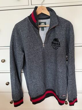 Men’s Roots Canada Athletic Goods Grey Quarter Zip Sweater Small